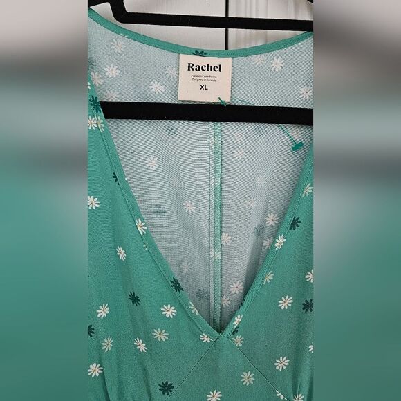 Rachel Teal Dress with White Floral Accents - Picture 3 of 3